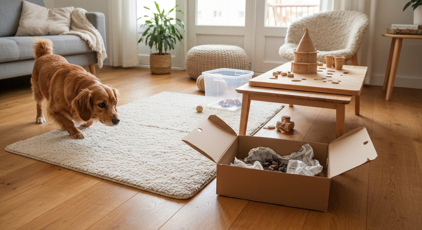 Denkspiele für Hunde: 5 Ideen für mehr Ruhe & Fokus [Bildinhalt mit KI erstellt]