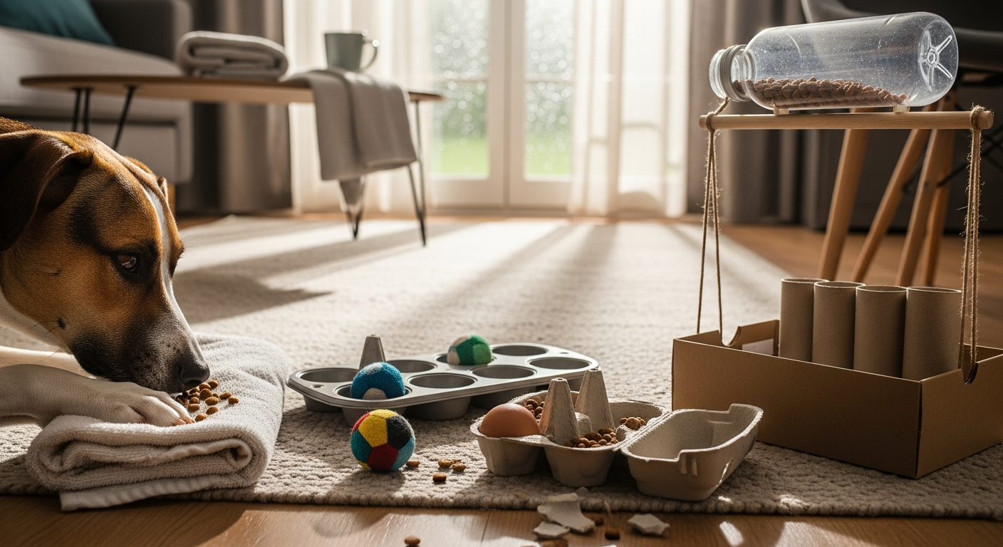 DIY Hunde-Denkspiele: 6 Ideen unter 5€ für Zuhause [Bildinhalt mit KI erstellt]